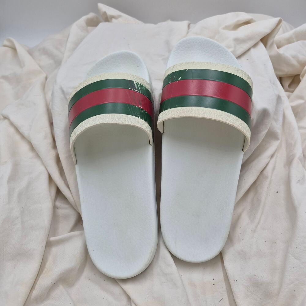 GUCCI Pursuit Stripes White Pool Slides 27 Gucci Web Mens Size US 8 - Picture 4 of 15